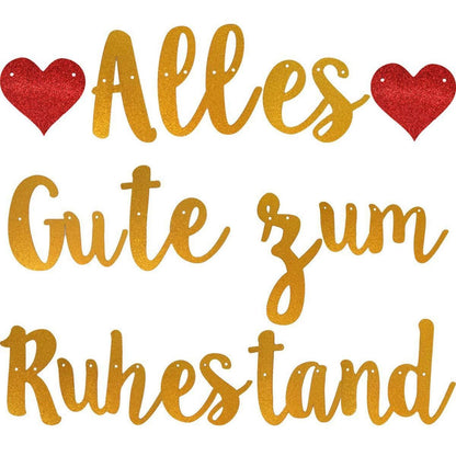 Alles Gute zum Ruhestand Girlande mit Glitzer-Effekt