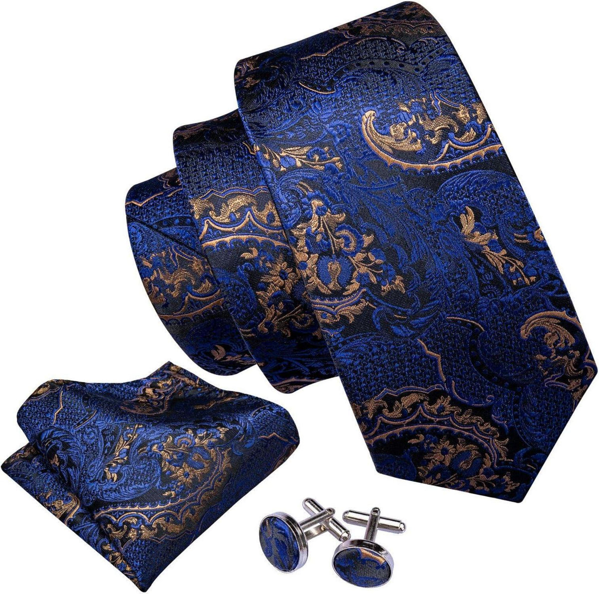 Herren Seiden-Paisley-Krawatten Hochzeit 3er-Set Blau