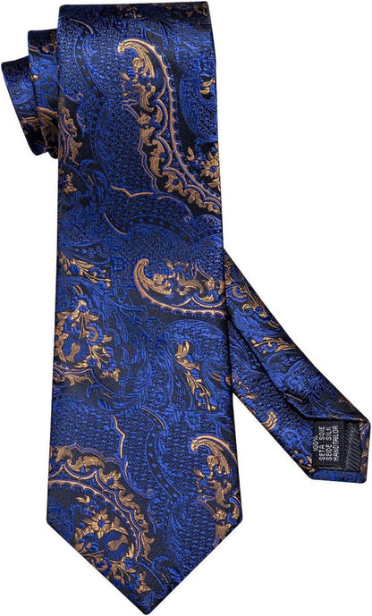 Herren Seiden-Paisley-Krawatten Set Blau Hochzeit 3-teilig