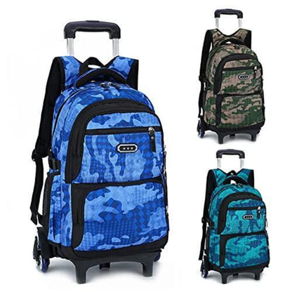 Trolley Rucksack Schultrolley 6 Räder Armeegrün für Jungen & Teenager