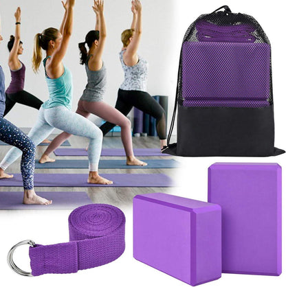 Yoga Klotz Klötze Blöcke Set Foam Würfel Gurt Aufbewahrungstasche【4