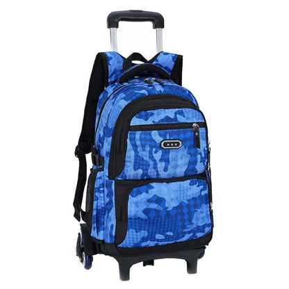 Trolley Rucksack Schultrolley 6 Räder Blau – Kinderrucksack mit Rollen