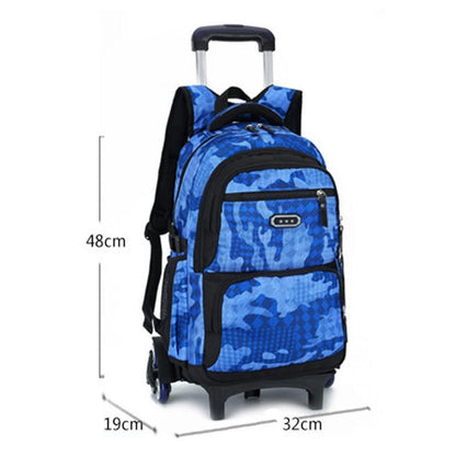 Trolley Rucksack Schultrolley 6 Räder Blau – Kinderrucksack mit Rollen