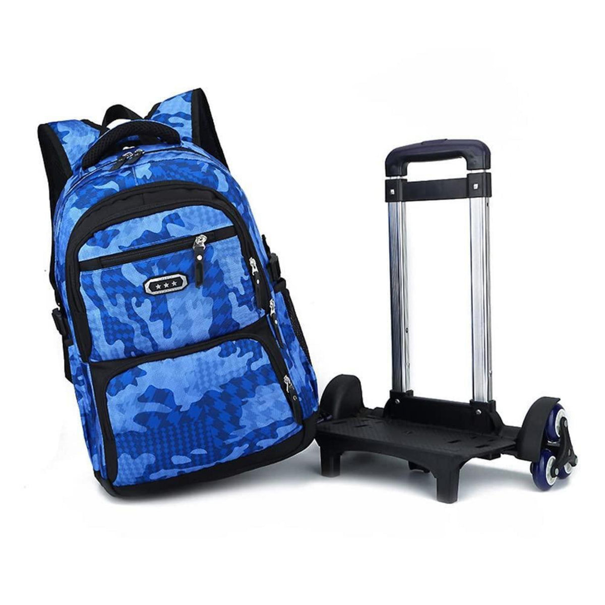 Trolley Rucksack Schultrolley 6 Räder Blau – Kinderrucksack mit Rollen