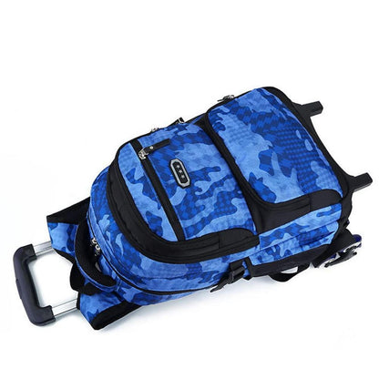 Trolley Rucksack Schultrolley 6 Räder Blau – Kinderrucksack mit Rollen