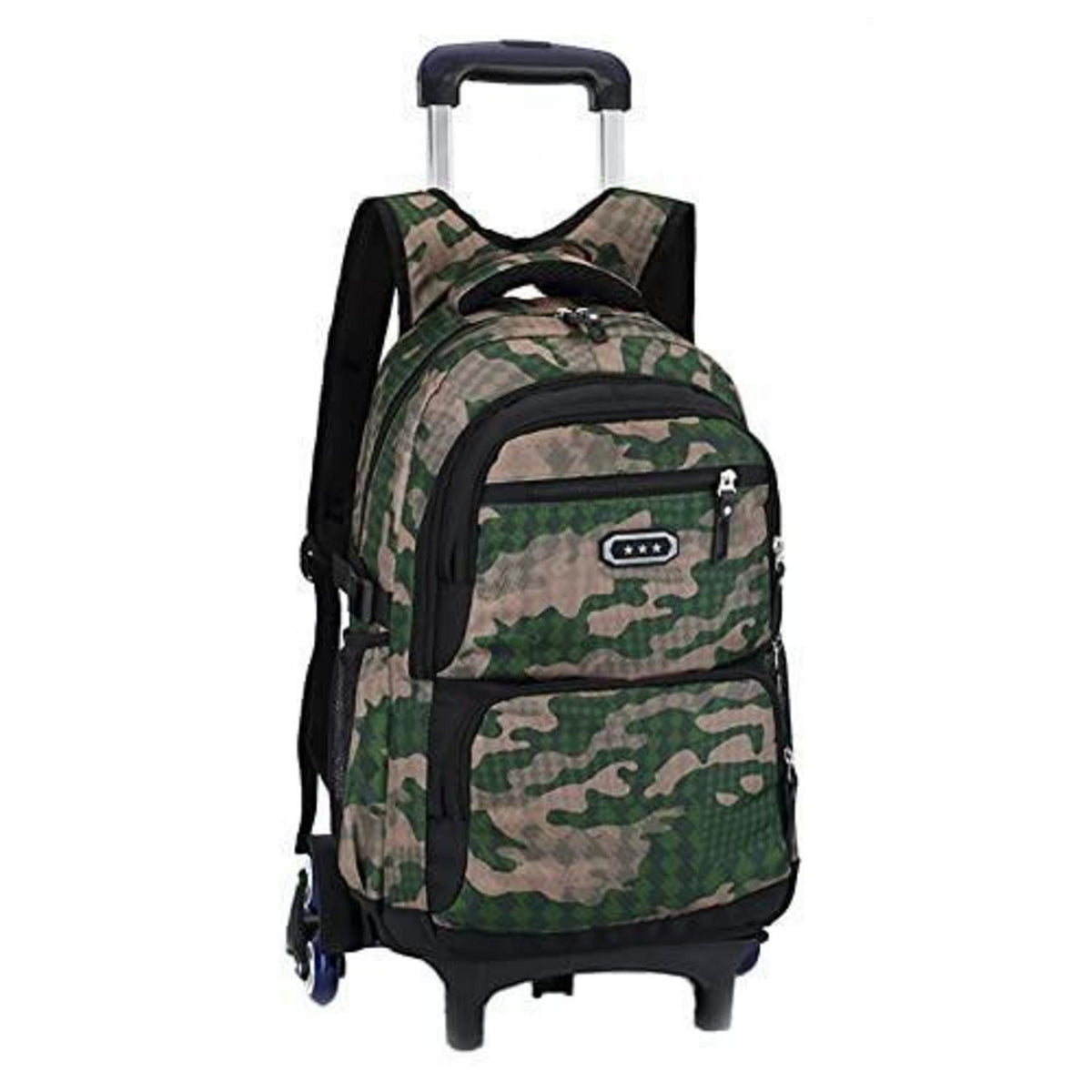 Trolley Rucksack 6 Räder – Schultrolley für Jungen & Teenager Armeegrün