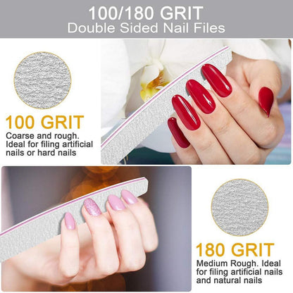 12er Set Nagelfeilen 100/180 für Gelnägel Acryl Maniküre Pediküre