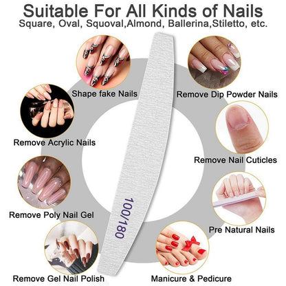 12 Stück Nagelfeilen 100/180 für Gelnägel Acryl Dicke Nägel waschbare