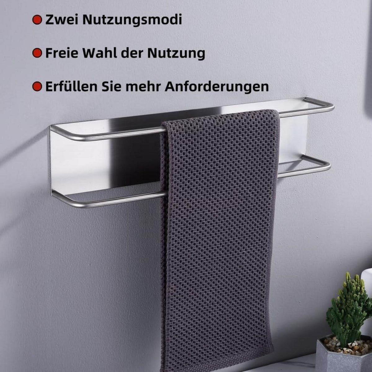 Gästehandtuchhalter gebürstetes Nickel 40cm, selbstklebend