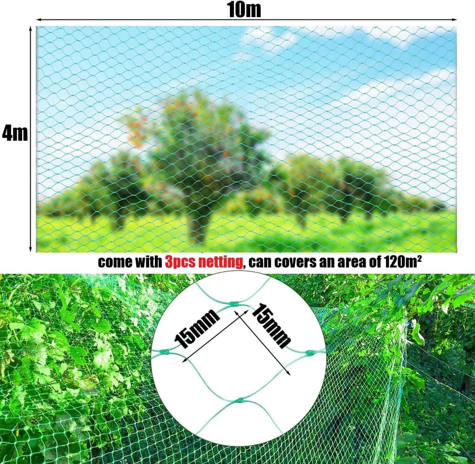 Vogelnetz 4m x 10m Teich Laub Gartennetz Pflanzenschutz grün