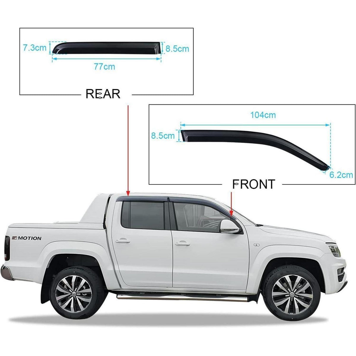 Windabweiser Rauchgrau VW Amarok 2009-2022 Doppelkabine