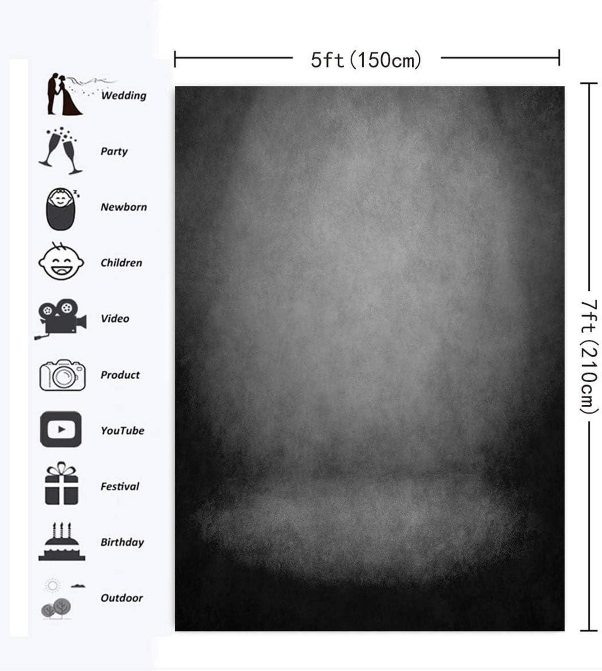 Abstrakter Grau Fotografie Hintergrund Vinyl 1,5x2,1m