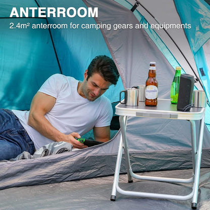 PORTAL Zelt 4 Personen wasserdicht 4000mm mit Vorzelt Blau