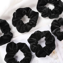 Samt Haargummis Scrunchies Damen Schwarz 12 Stück