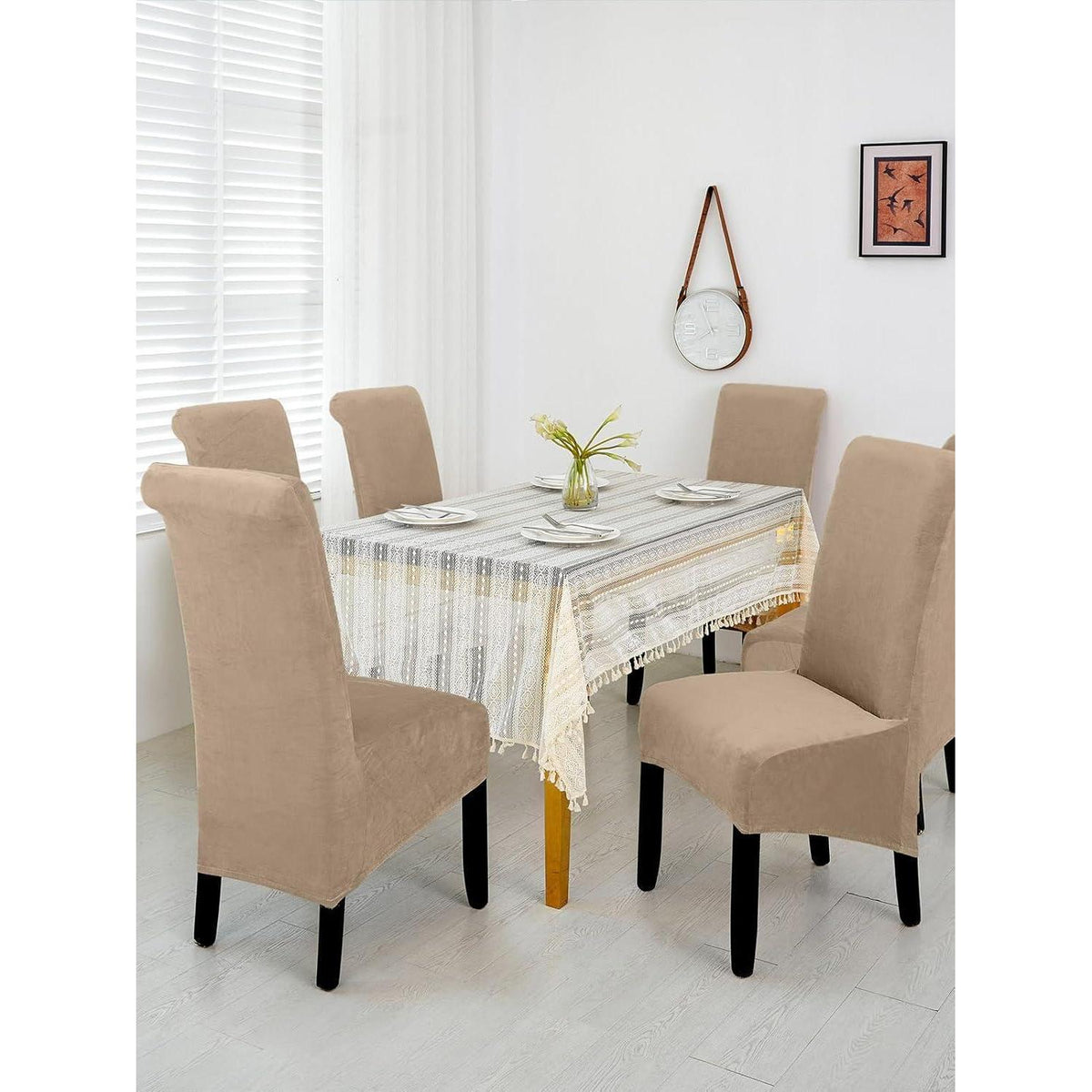 Samt Stuhlhussen 6er Set – Abnehmbar & Waschbar