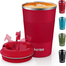 KETIEE Thermobecher Kaffee-to-go 380ml Rot Doppelwandig Isolierbecher