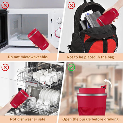 KETIEE Kaffeebecher to go 380ml Thermobecher Kaffee-to-go Rot