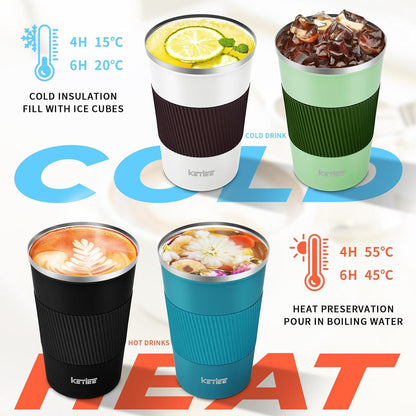Thermobecher Kaffeebecher to Go 380ml Edelstahl Isolierbecher Schwarz
