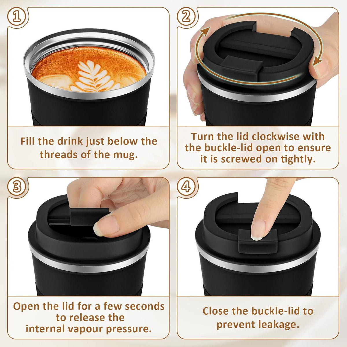 Thermobecher Kaffeebecher to Go Edelstahl Vakuum Isolierbecher 380ml