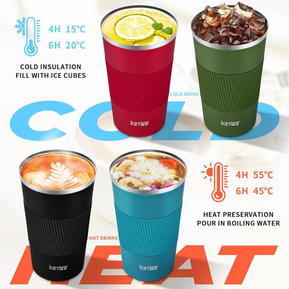 KETIEE Kaffeebecher to go 510ml Thermobecher Schwarz 1 Stück