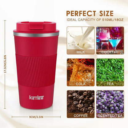 Isolierbecher KETIEE Kaffee-to-go 510ml Thermo Rot