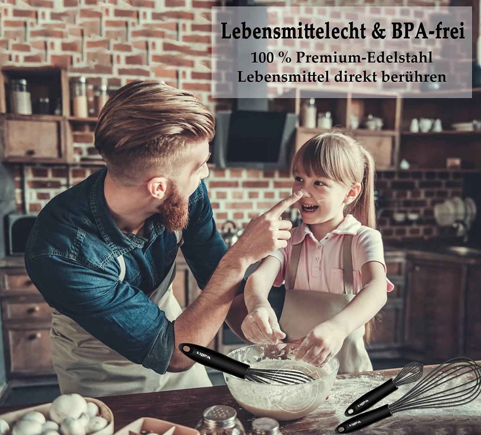 Schwarzer 26.6cm Silikon Edelstahl Schneebesen mit Silikondrähten
