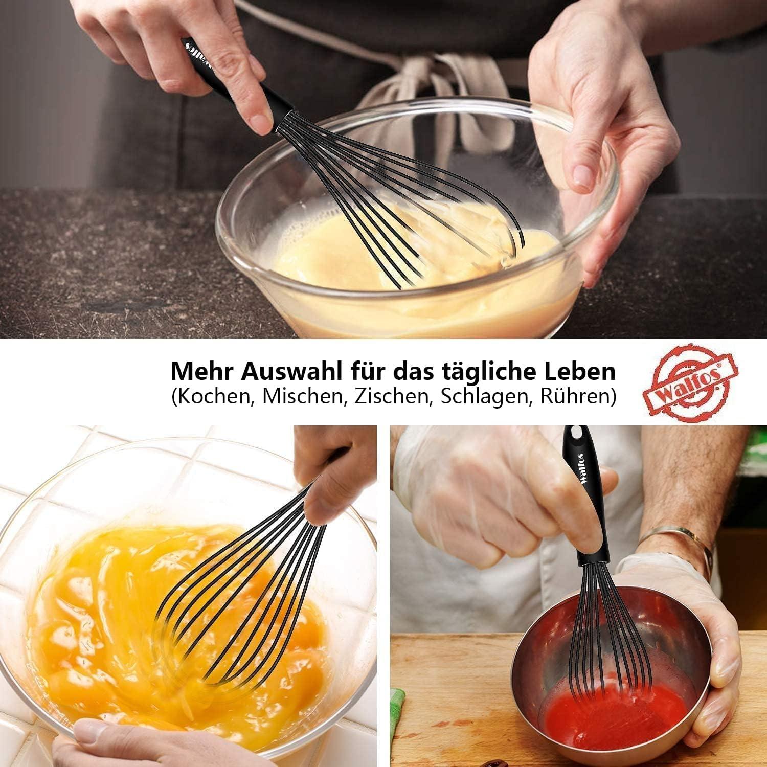 Walfos 26.6cm Silikon Schneebesen Schwarz Edelstahl Rührbesen