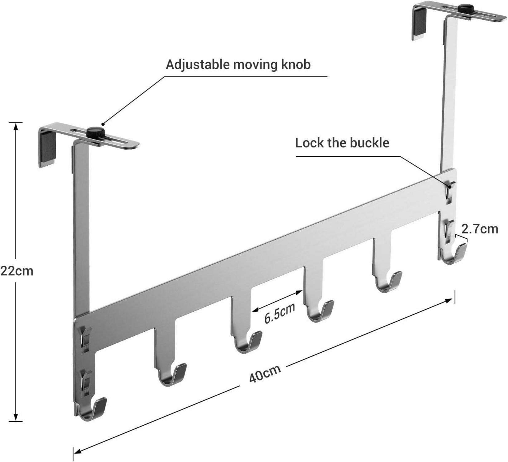 Luxear Türgarderobe 20KG Tragfähigkeit 6 Haken ohne