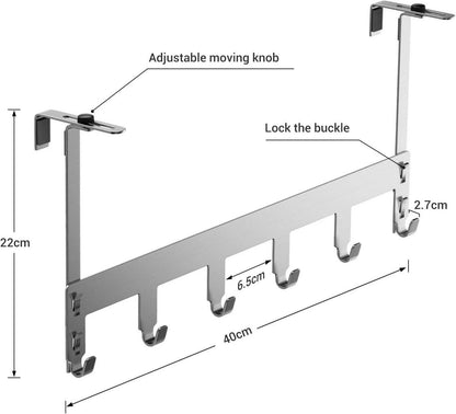 Luxear Türgarderobe 20KG Tragfähigkeit 6 Haken ohne