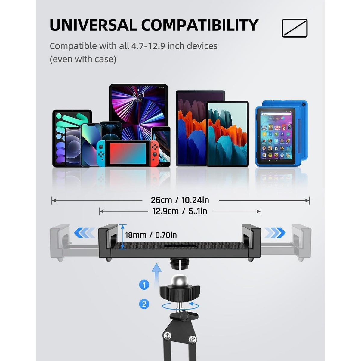 Flexibler Tablet Halter Bett 360° Drehbar für iPad/iPhone