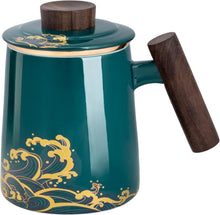 Teebecher Keramik Teebecher 500ml Sieb Deckel Familie Geschenk