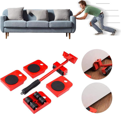 5-teilig Möbeltransportroller Lastenheber Set, 150kg, Rot