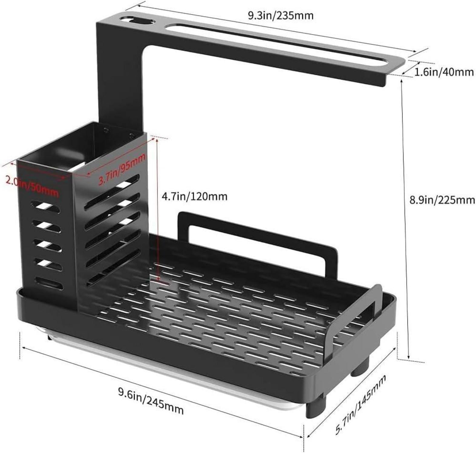 Spülbecken Caddy Organizer Edelstahl Schwarz für Küche
