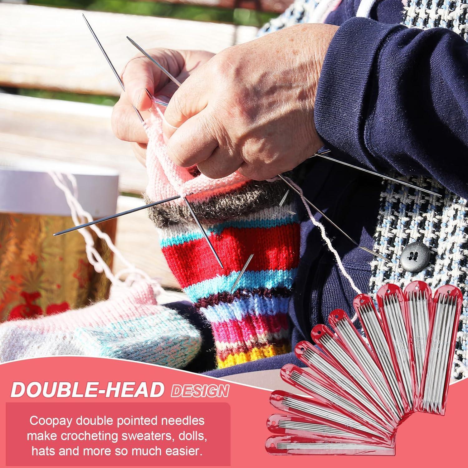 Coopay Metall Stricknadel Set 20cm 55 Pack Doppelspitz 2.0mm - 6.5mm für Socken