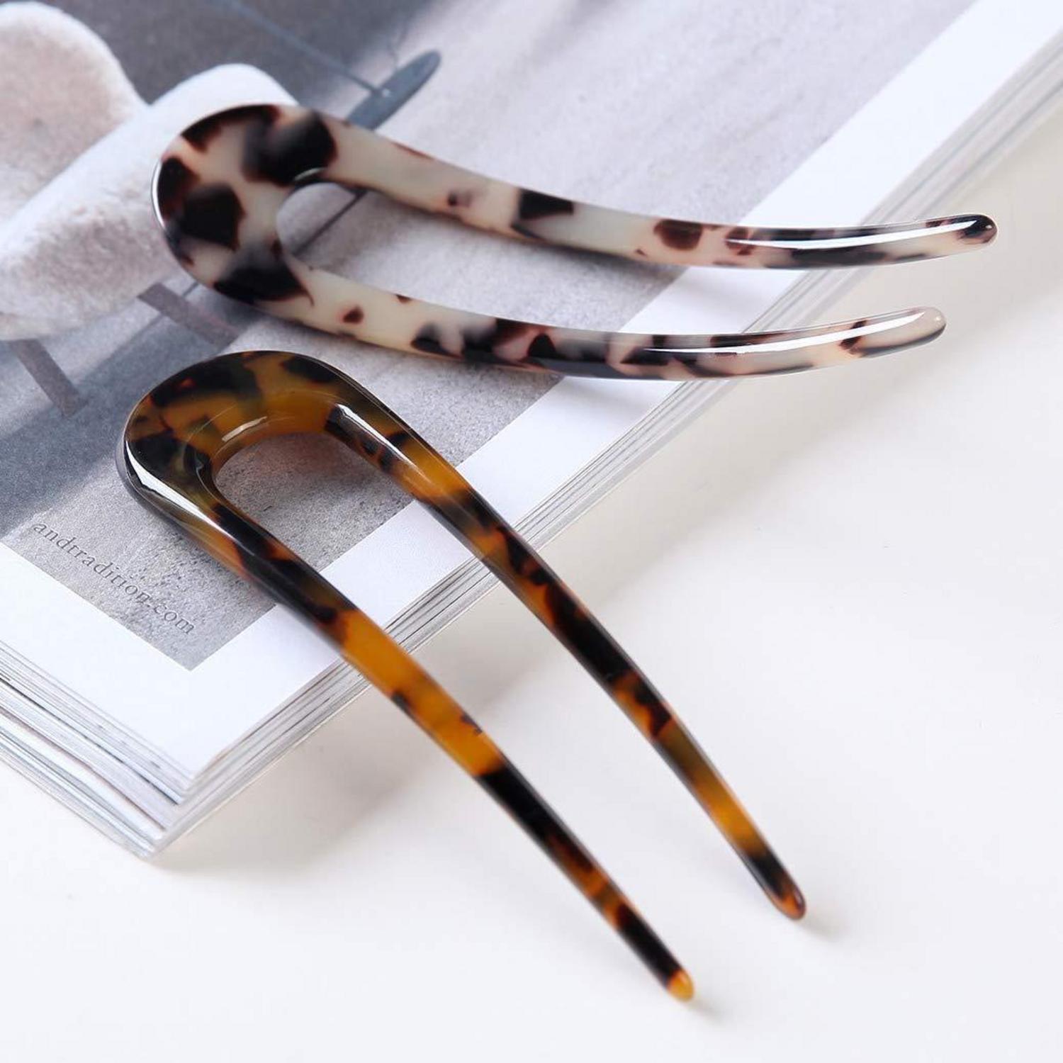 2er Set Französische Haarnadeln U-Form groß Damen Haarstyling Accessoires