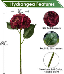 Kunsthortensie künstliche Hortensie 3er Set 53cm rot - Deko