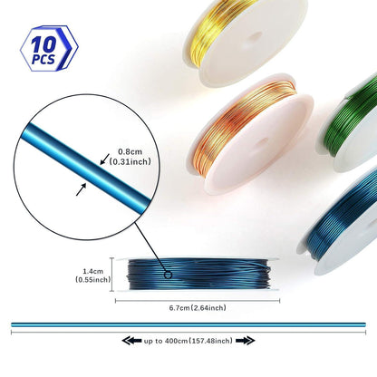 Kupferdraht Set 10 Farben – Schmuckdraht 0,8 mm für Basteln