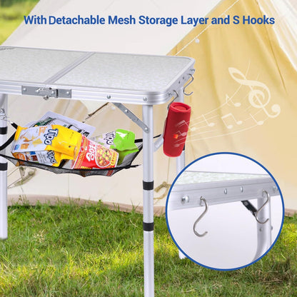 Sportneer Klappbarer Campingtisch höhenverstellbar tragbar 60x40cm
