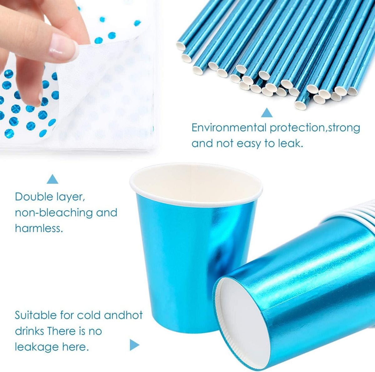 99-teiliges Einweggeschirr-Set Blau für Geburtstags- und