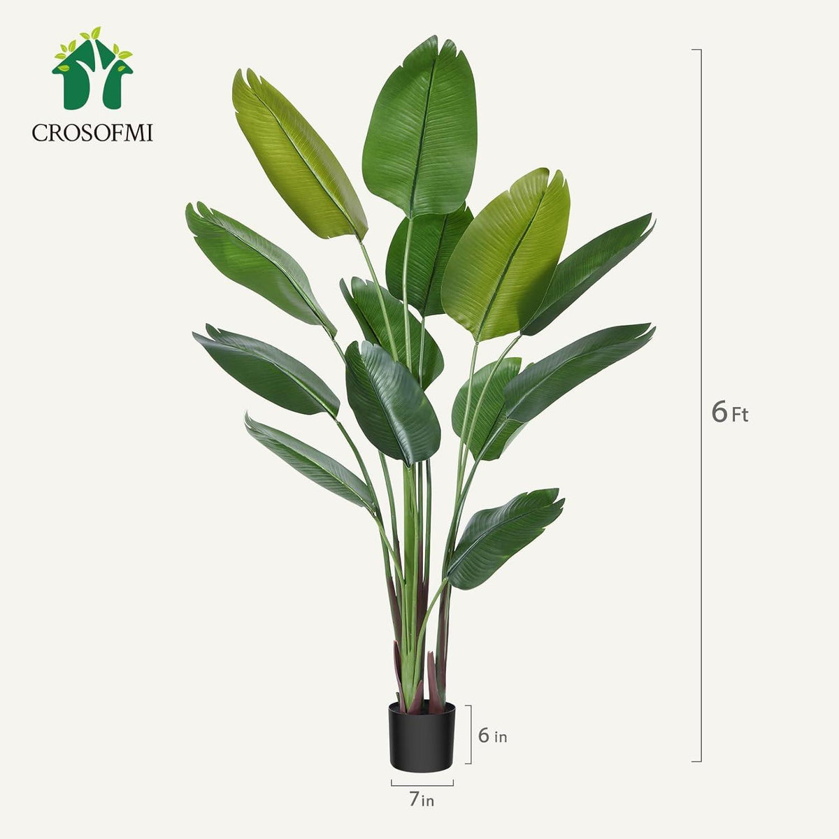 Künstliche Paradiesvogel Pflanze 180cm Tropische Palme 13 Blätter