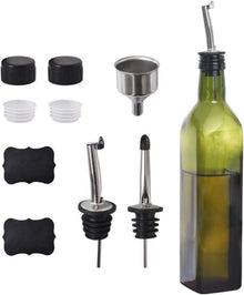 Olivenölflasche 500ml mit Ausgießern + Trichter - Grün