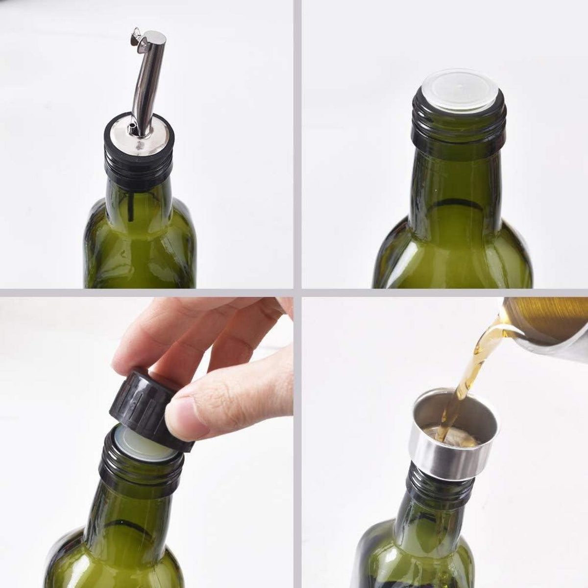 Olivenölflasche 500ml Glas Menage mit Ausgießern Trichter Karaffe