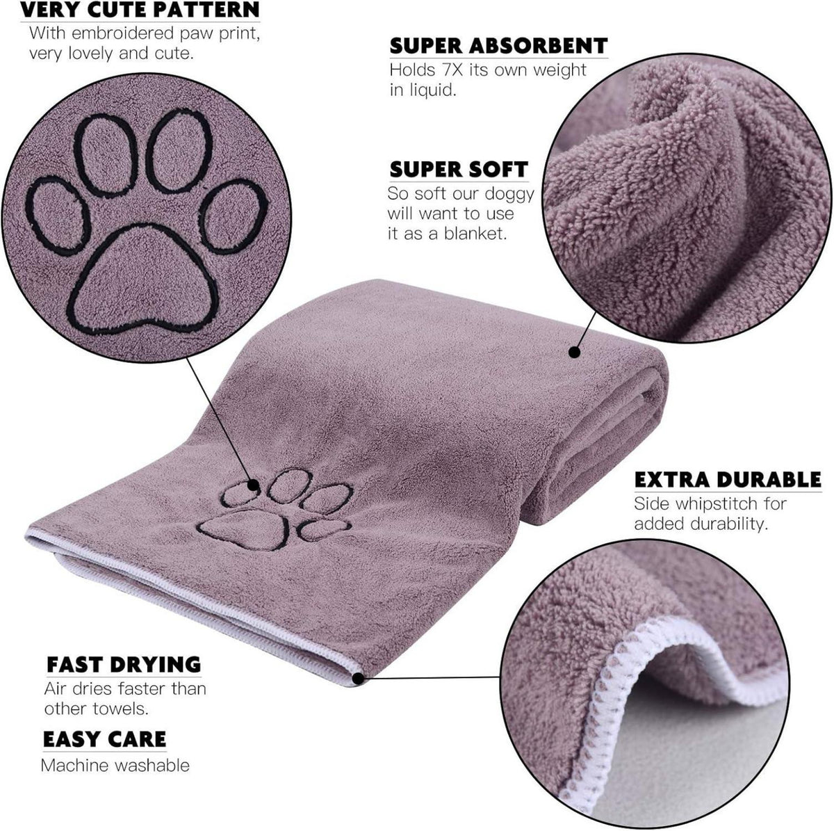 Super saugfähiges Mikrofaser Haustierhandtuch für Hunde und Katzen 76cm x 127cm