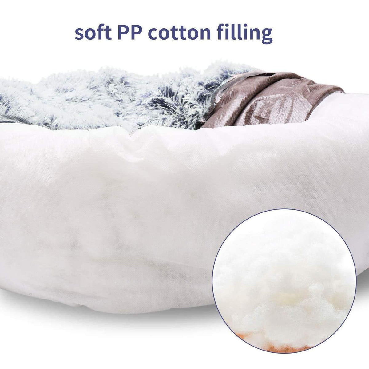 Hundebett Donut Plüsch Grau Ø 120cm – Bequemes Katzenbett