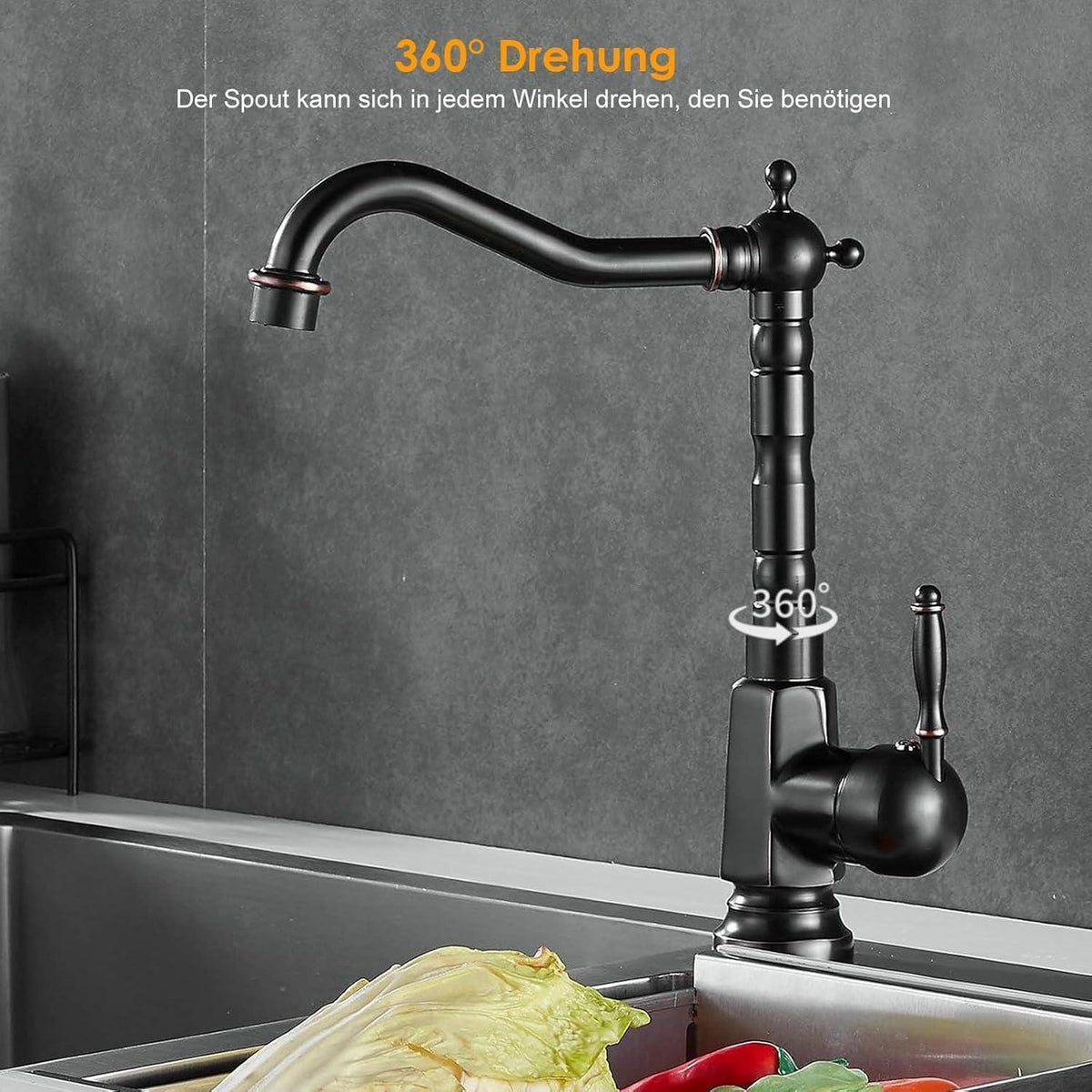 Ölgeriebene Küchenarmatur Bronze, Einhebel-Wasserhahn