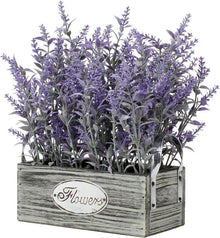 Künstlicher Lavendel Kunstblumen im Antik-Holztopf