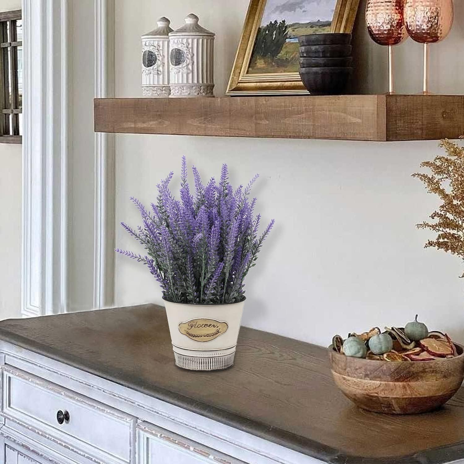 Künstlicher Lavendel Blumen Kunstpflanze Deko Topf Indoor Outdoor