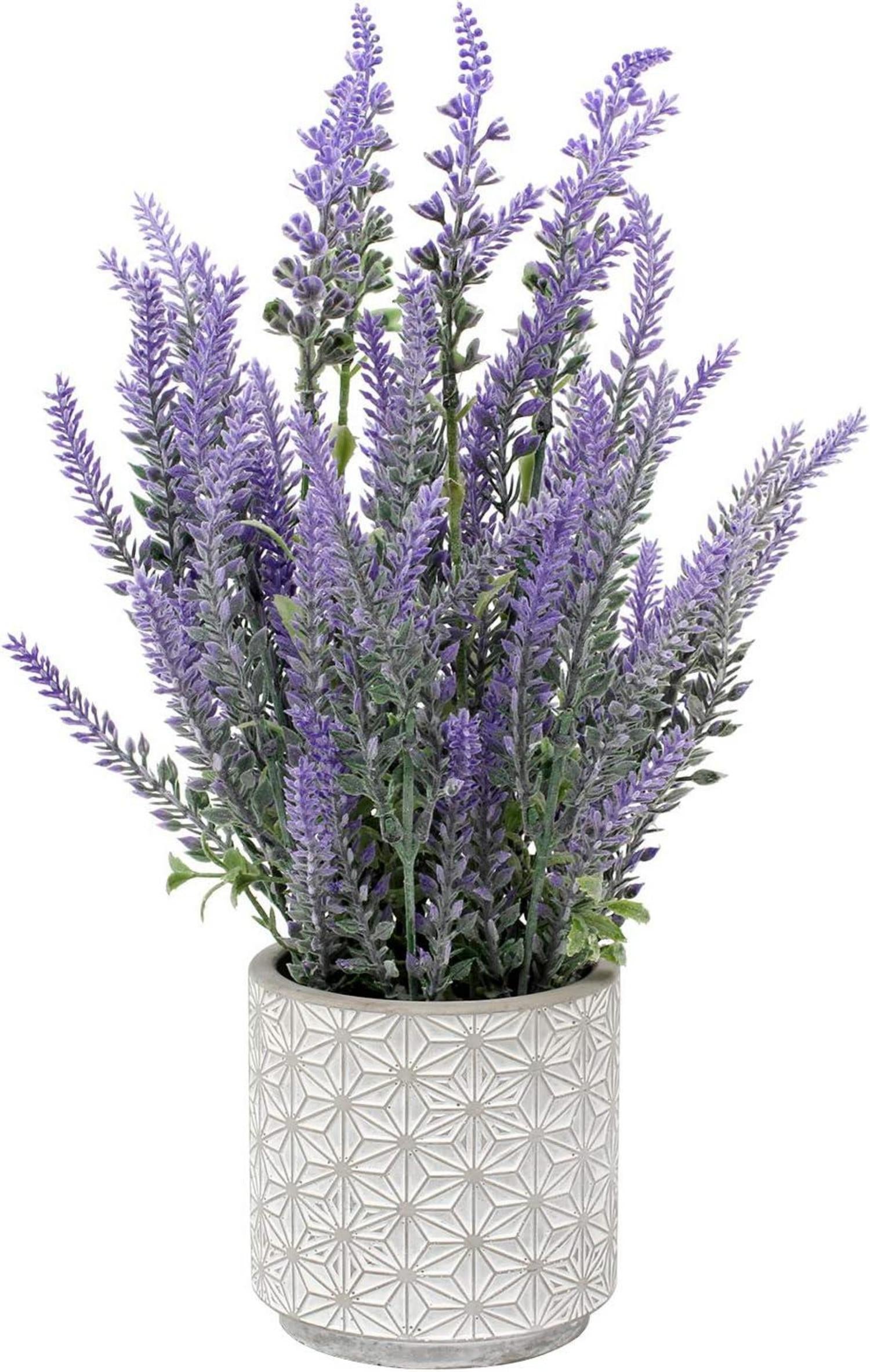 Künstliche Lavendel Blumen Kunstpflanze im Zementtopf indoor/outdoor