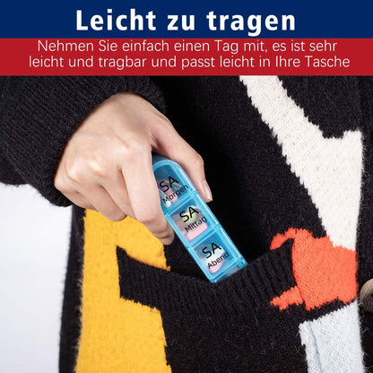 Tablettenbox 7 Tage Klein Pillendose Medikamentenbox große Fächer - Schwarz