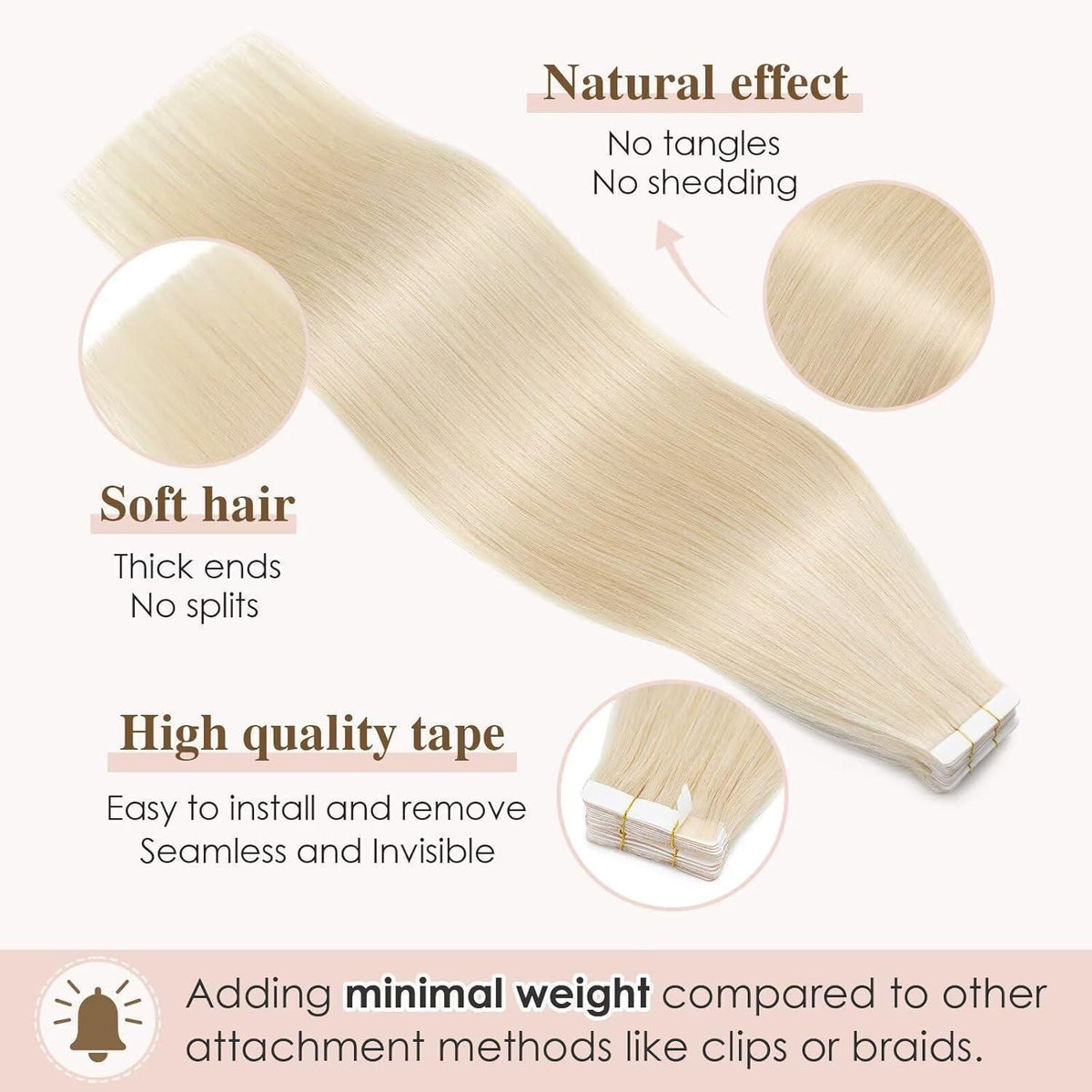 Blond Tape Extensions Echthaar 40 Stück 45 cm Remy
